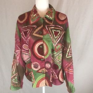 PUSHPA Abstract Embellished Jacket Vintage 80s 90s Size XL